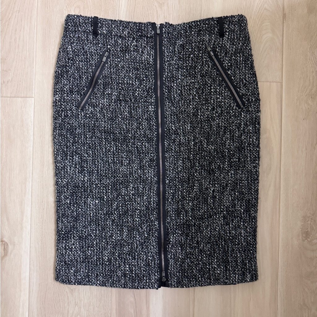 Vtg Armani Collezioni Black Monochrome Tweed Skirt Size 6